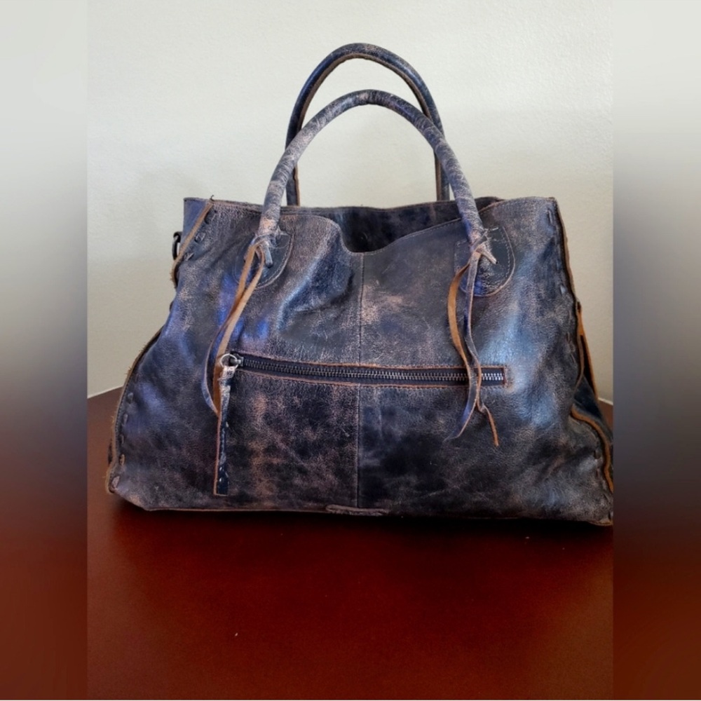 Bed Stu Brown Distressed Leather Tote Travel Handbag